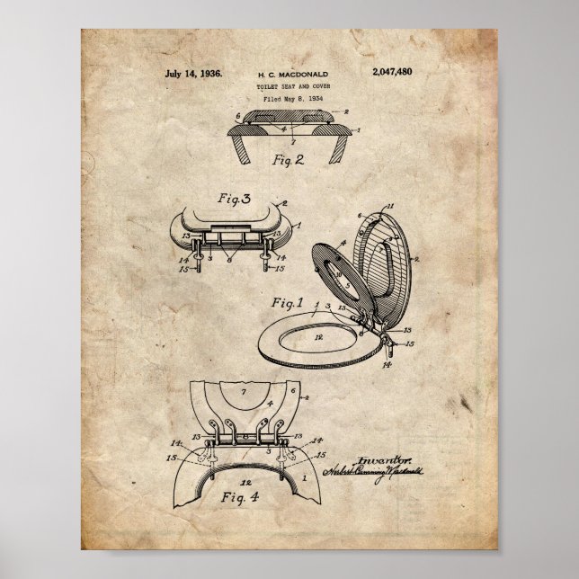 Toilet Seat Patent Poster (Front)
