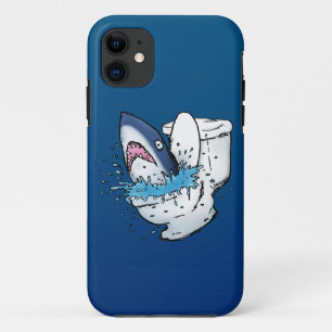 Toilet Shark Funny Blue Cartoon iPhone 11 Case