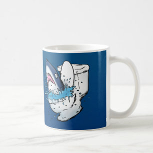 Toilet Shark Funny Blue Cartoon Coffee Mug