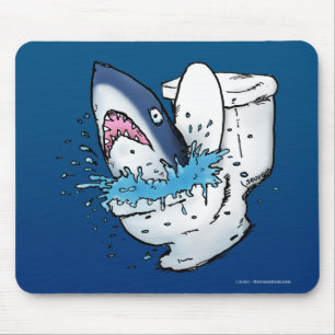 Toilet Shark Funny Blue Cartoon Mouse Pad