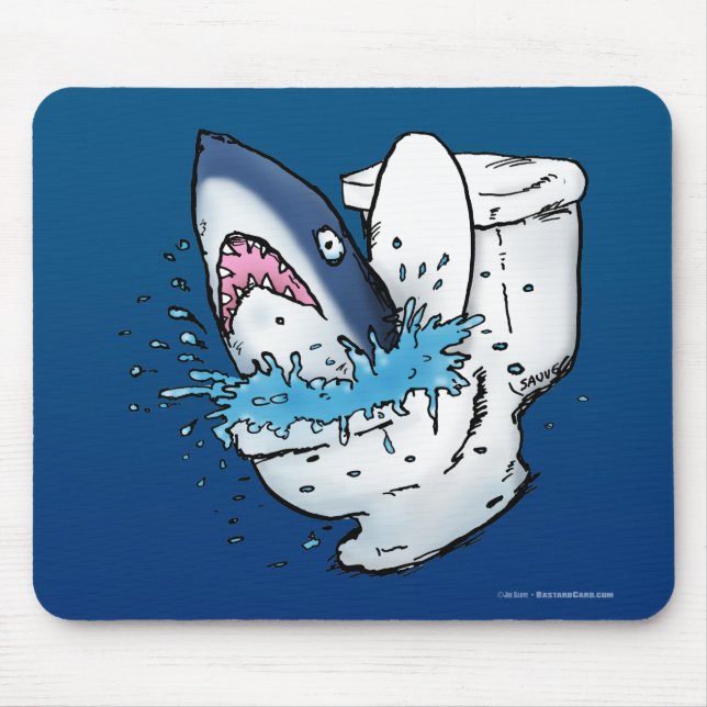 Toilet Shark Funny Blue Cartoon Mouse Pad (Front)