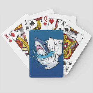 Toilet Shark Funny Blue Cartoon Playing Cards