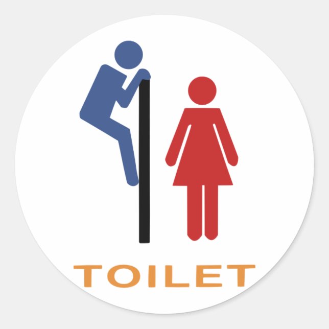 toilet sign classic round sticker (Front)