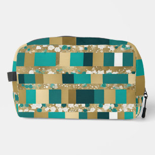 Toiletries Bag Teal Green And Gold Geometric