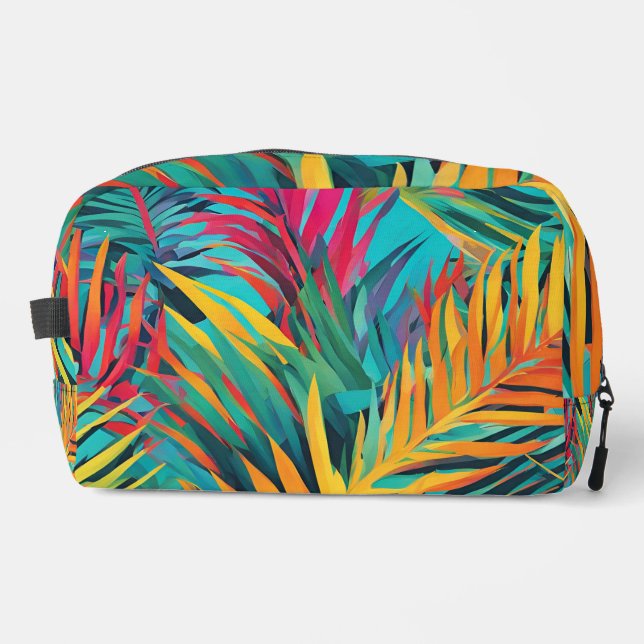 Toiletry Bag Tropical Leaves Colourful Palms (Front)