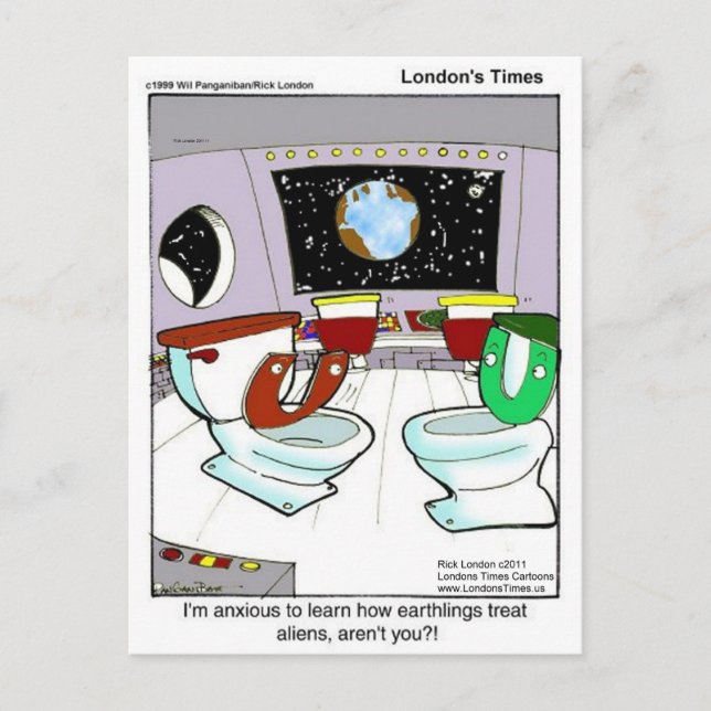Toilets From Outer Space Funny Tees Mugs Cards Etc (Front)