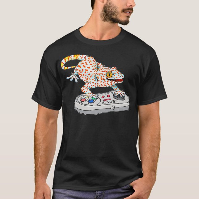 Tokay gecko Playing Video Game Reptiles Gekko geck T-Shirt (Front)