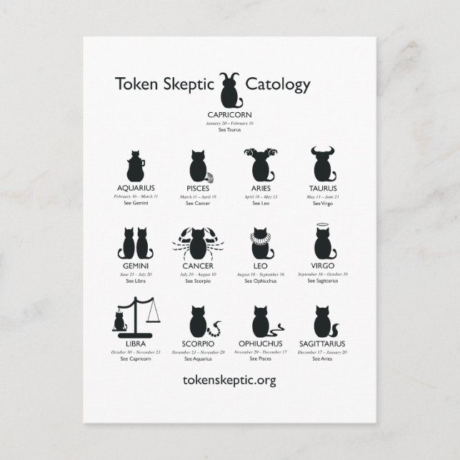 Token Sceptic Catology / Astrology Postcard (Front)