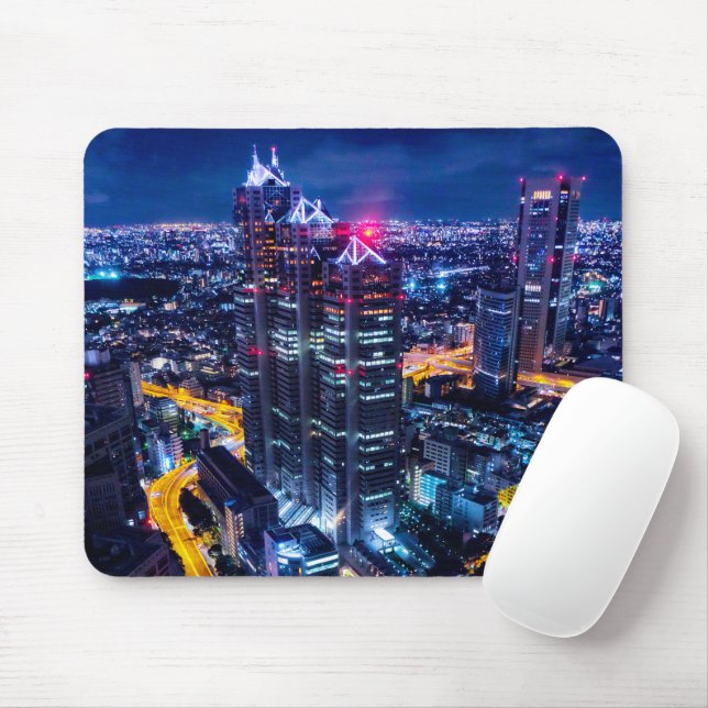 Tokyo at night mouse pad (With Mouse)