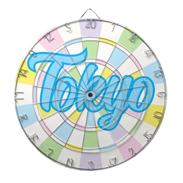Tokyo Blue Editable Text on White And Pastel Colou Dartboard (Front)