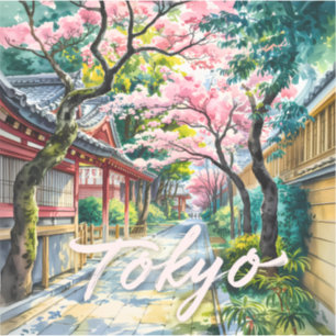 Tokyo Cherry Blossom Watercolor Traditional Japan