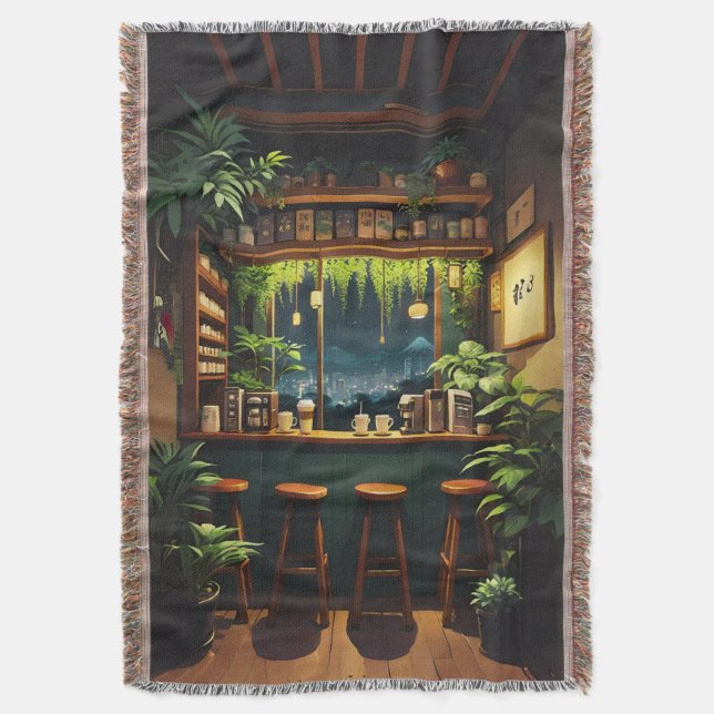 Tokyo Coffee House  Throw Blanket (Front Vertical)