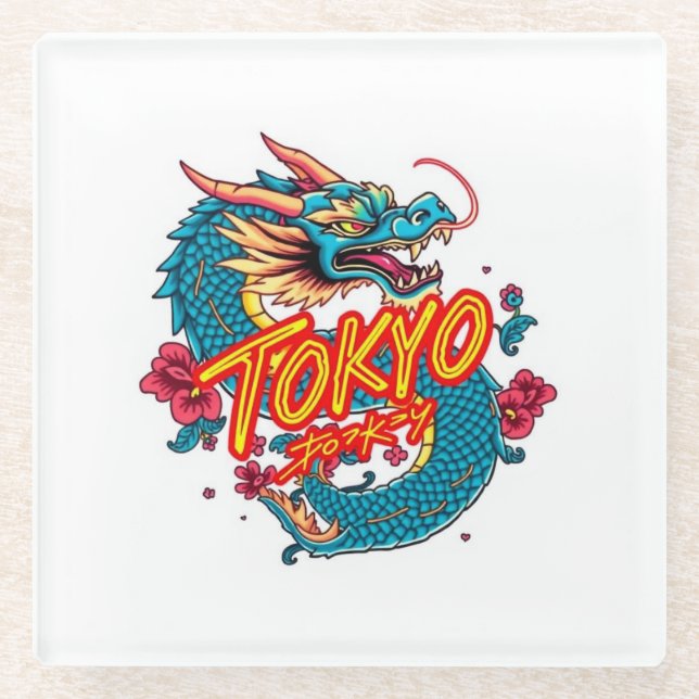 Tokyo Dragon Glass Coaster (Front)
