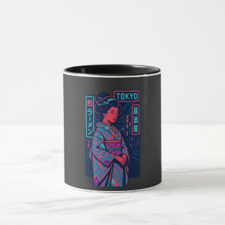 Tokyo Glow Geisha in Neon Streets Mug