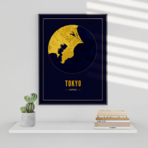 Tokyo Golden Map Photo Print