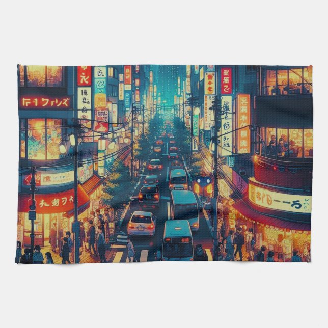 Tokyo in Motion Tea Towel (Horizontal)