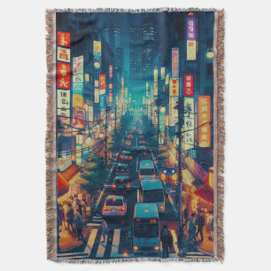 Tokyo in Motion Throw Blanket