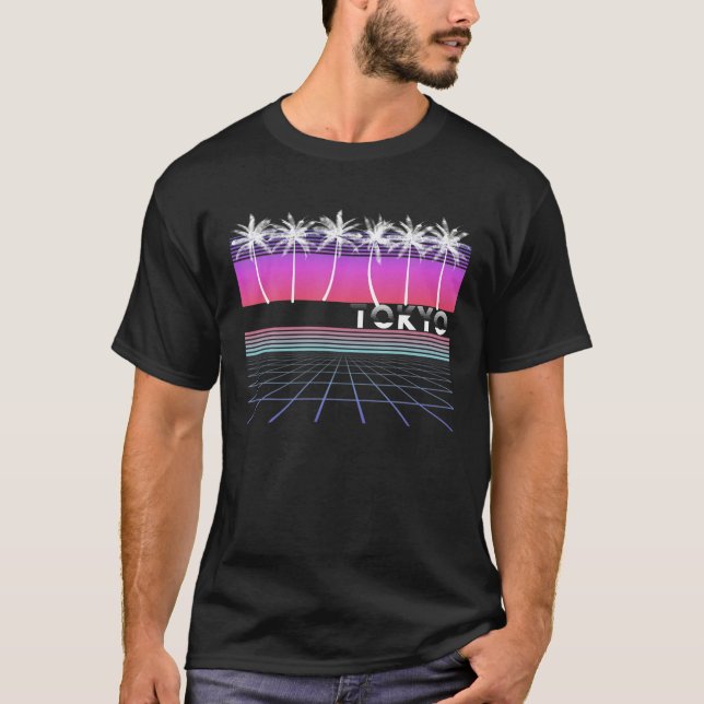 Tokyo Japan 80'S 90'S Vaporwave Aesthetic Beach Pa T-Shirt (Front)