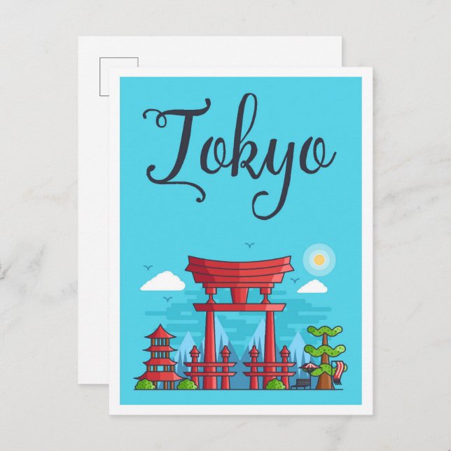 Tokyo Japan Art Travel Illustration Postcard (Front/Back)