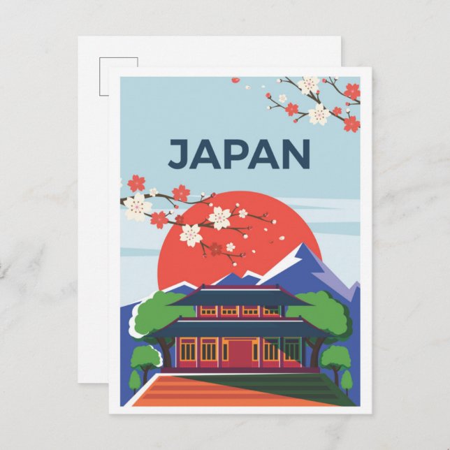 Tokyo Japan Art Vintage Travel Illustration Postcard (Front/Back)