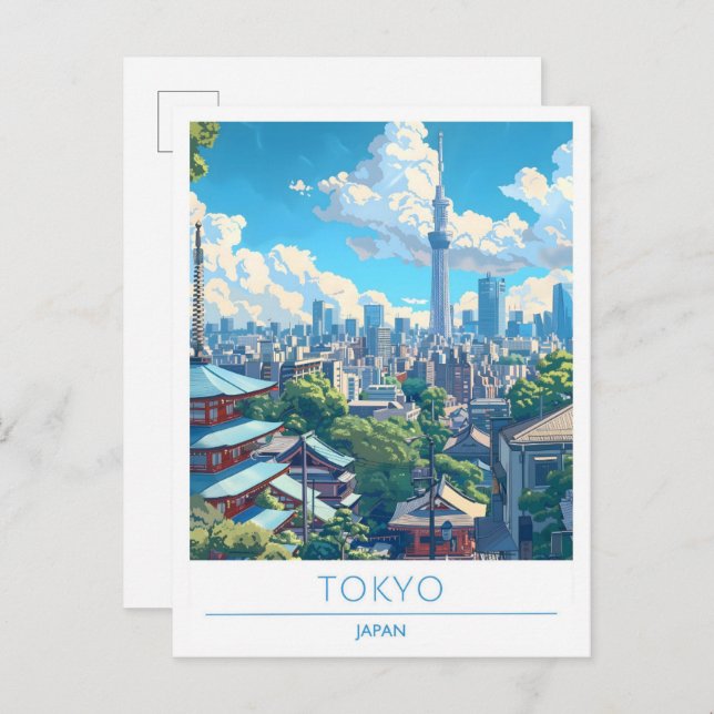 Tokyo Japan Art Vintage Travel  Postcard (Front/Back)
