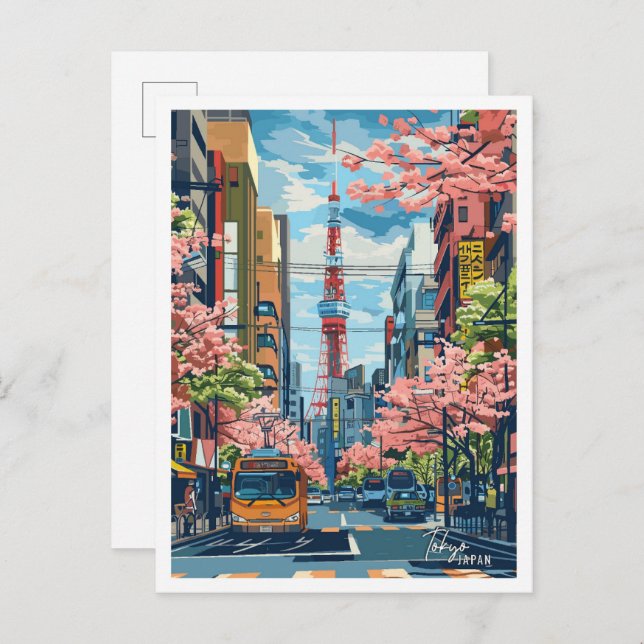 Tokyo Japan Beautiful City Vintage Travel Postcard (Front/Back)