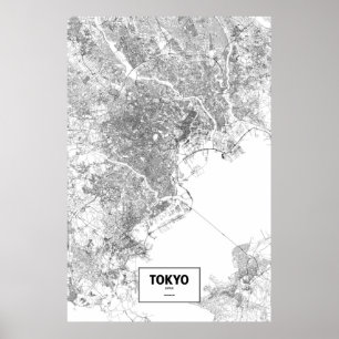 Tokyo, Japan (black on white) Poster