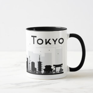Tokyo, Japan   Black & White City Skyline Mug
