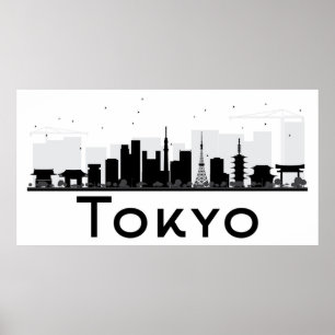 Tokyo, Japan   Black & White City Skyline Poster