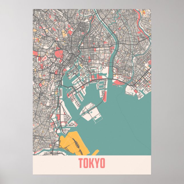Tokyo - Japan Chalk City Map Poster (Front)