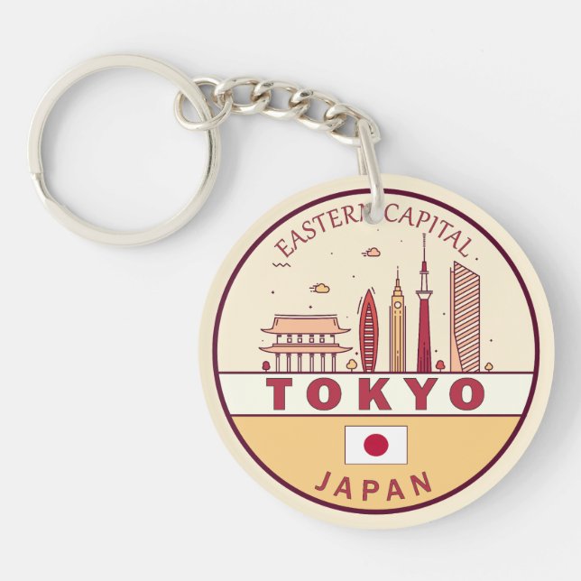 Tokyo Japan City Skyline Emblem Key Ring (Front)