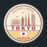 Tokyo Japan City Skyline Emblem Magnet<br><div class="desc">Tokyo minimalist,  colourful art design featuring monuments and landmarks of the city in Japan.</div>