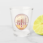 Tokyo Japan City Skyline Emblem Shot Glass<br><div class="desc">Tokyo minimalist,  colourful art design featuring monuments and landmarks of the city in Japan.</div>