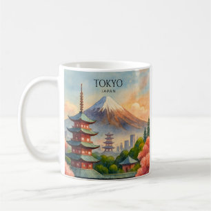 Tokyo Japan Cityscape Watercolor Souvenir Coffee Mug