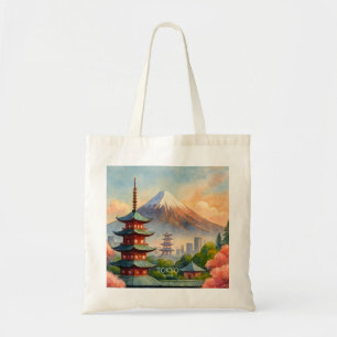 Tokyo Japan Cityscape Watercolor Souvenir Tote Bag