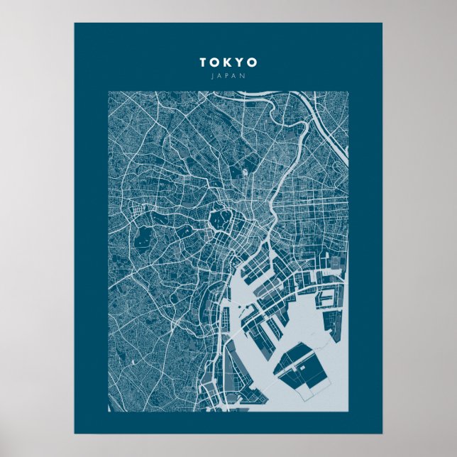 Tokyo - Japan Dark Blue City Map Poster (Front)