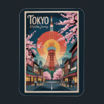 Tokyo Japan Illustration Travel Art Vintage Magnet<br><div class="desc">Tokyo retro vector travel design. Tokyo,  the vibrant capital of Japan,  blends cutting-edge innovation with deep-rooted tradition,  offering everything from historic temples and bustling markets to towering skyscrapers and electric nightlife.</div>