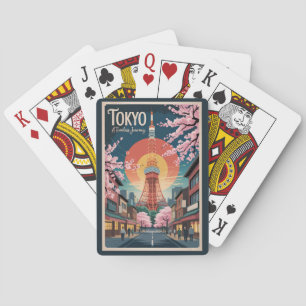 Tokyo Japan Illustration Travel Art Vintage Playing Cards