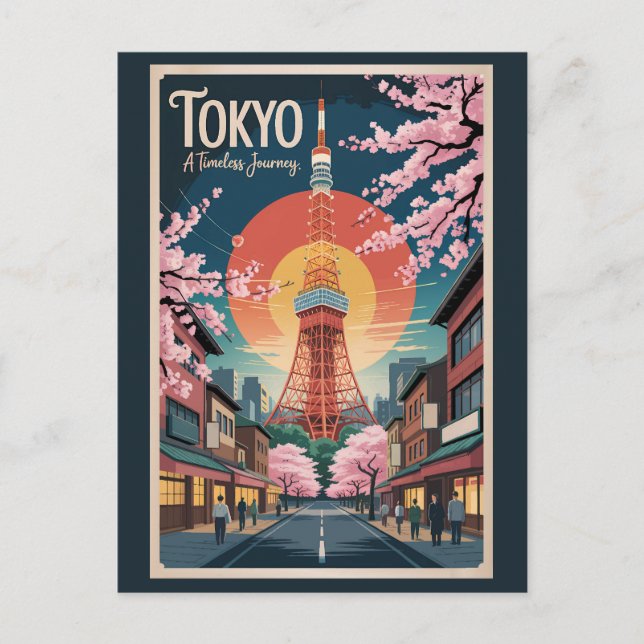 Tokyo Japan Illustration Travel Art Vintage Postcard (Front)
