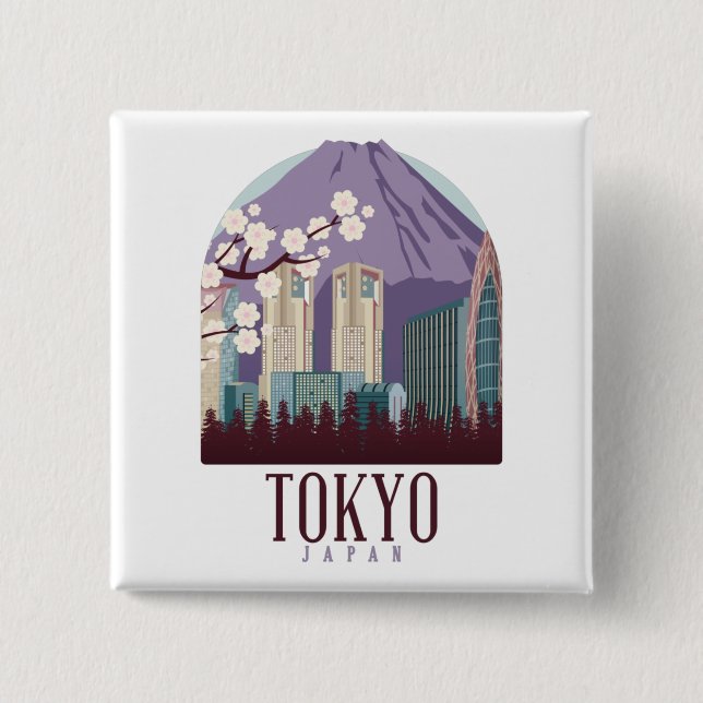 Tokyo Japan Japan Vintage Travel Button (Front)