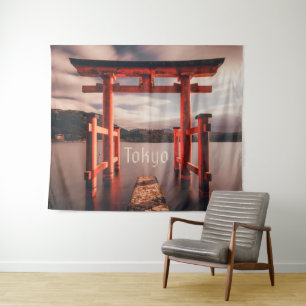 Tokyo Japan Lake Mountains Tapestry