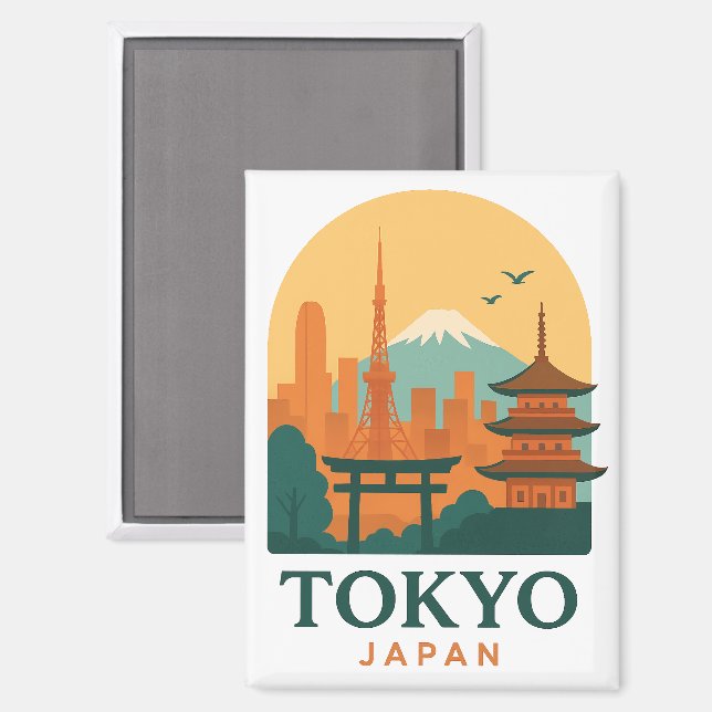 Tokyo Japan Magnet – Minimalist Travel Souvenir  (Front/Back)