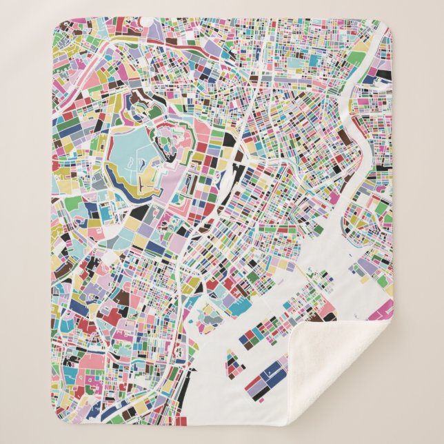 Tokyo Japan Map Sherpa Blanket (Front)