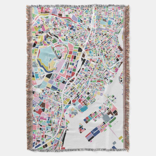 Tokyo Japan Map Throw Blanket (Front Vertical)