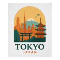 Tokyo Japan Minimalist Travel Poster – Glossy 
