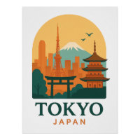 Tokyo Japan Minimalist Travel Poster – Modern Art