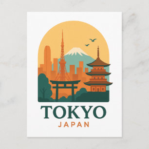 Tokyo Japan Minimalist Travel Souvenir Postcard 