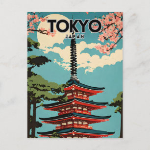 Tokyo Japan Nostalgic Retro Travel Art Postcard