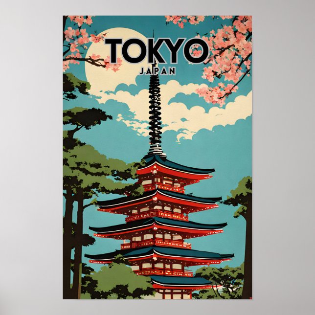 Tokyo Japan Nostalgic Retro Travel Art Poster (Front)