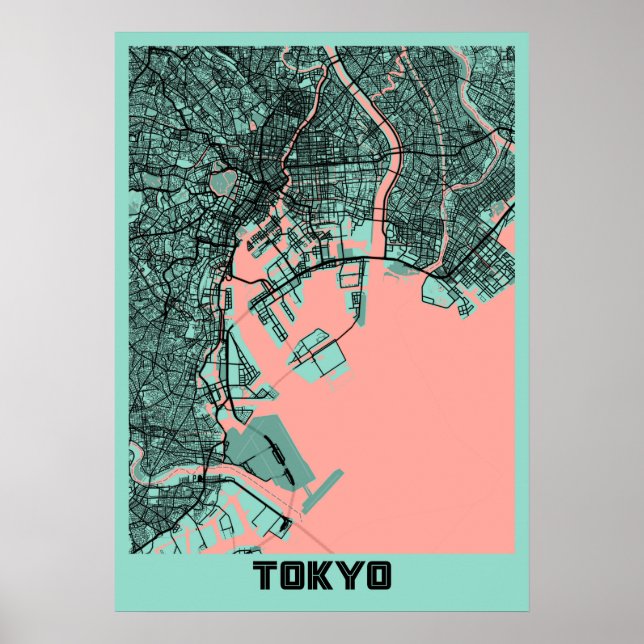 Tokyo - Japan Peony City Map Poster (Front)
